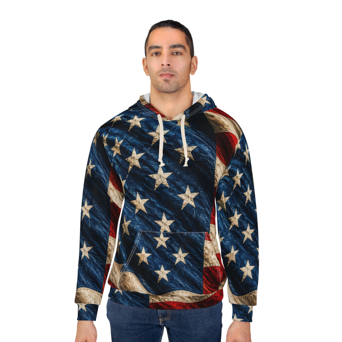 American Flag Hoodie — Vintage Stars & Stripes Pullover