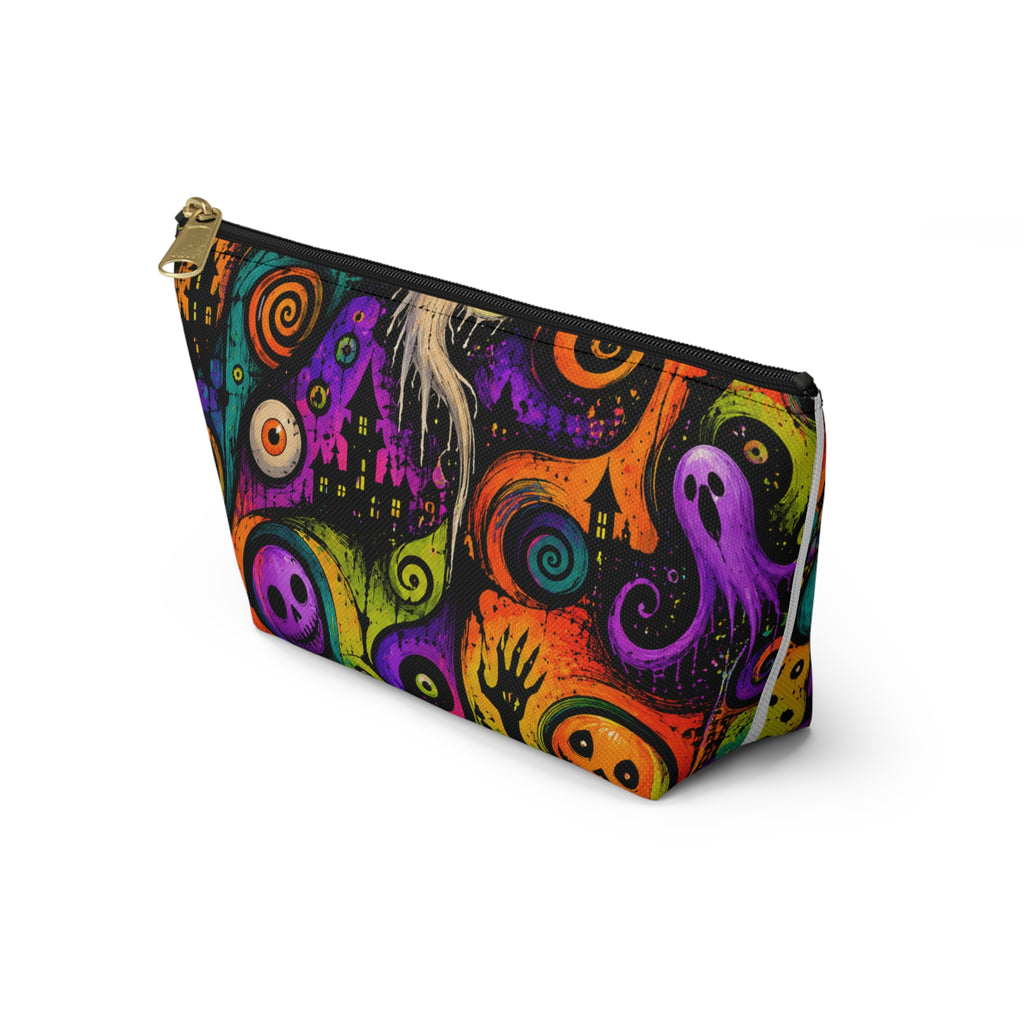 Neon Spooky Halloween Faces Accessory Pouch