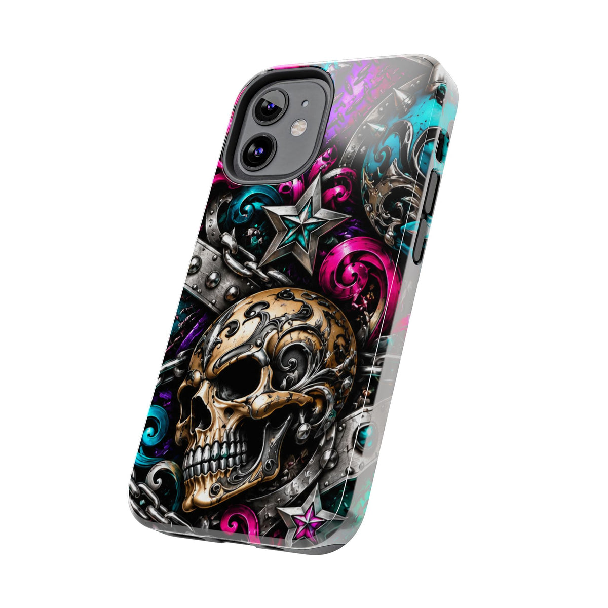 Skull & Stars Tough Phone Case | Colorful Gothic Skull Phone Case