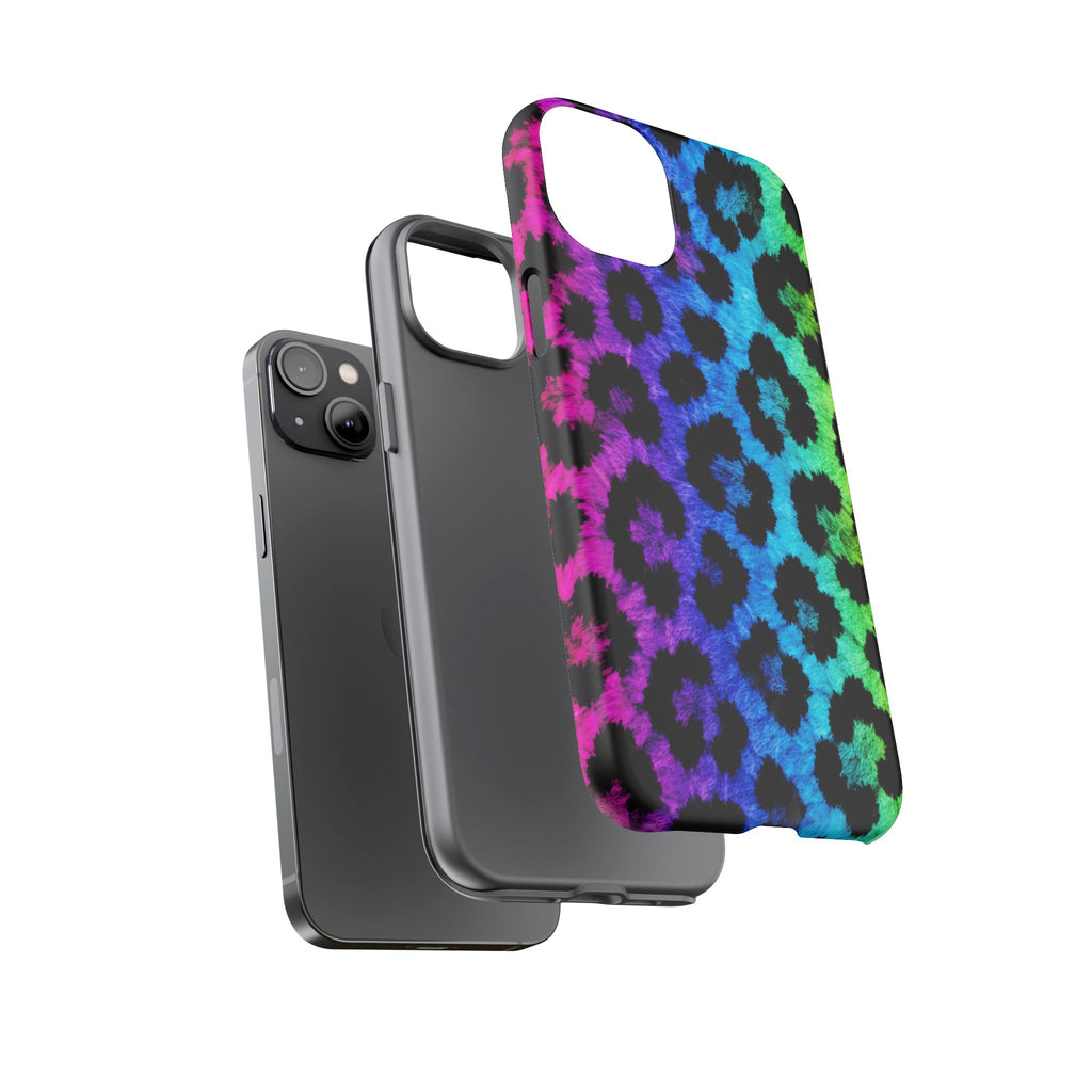 Neon Rainbow Leopard Tough Case – Colorful Animal Print Phone Cover