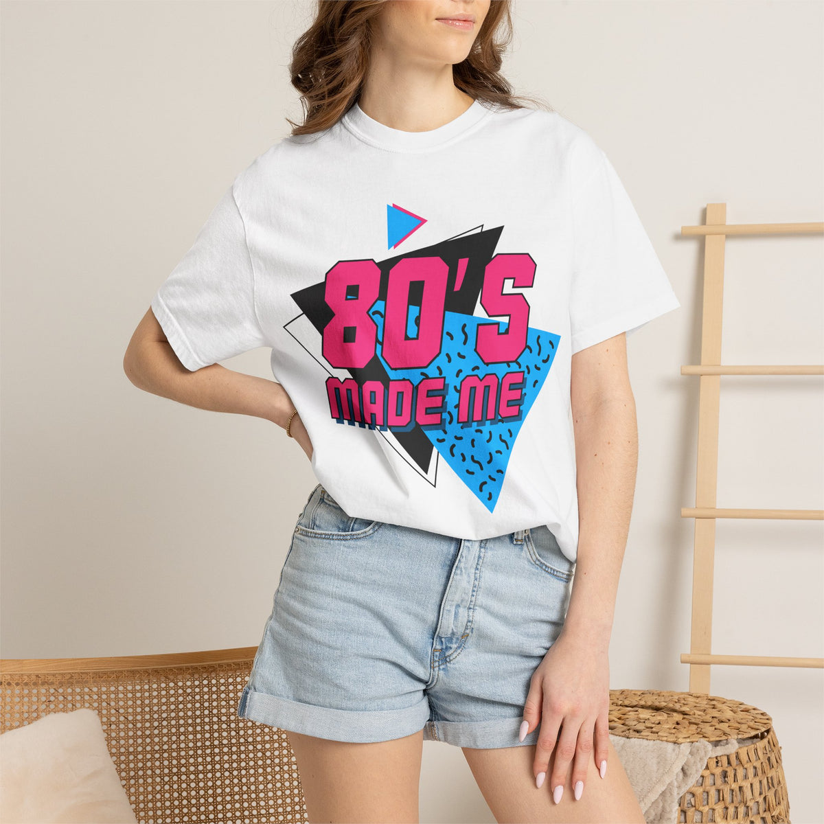 80's Made Me T-shirt | Retro 80s Neon Geometric Tee