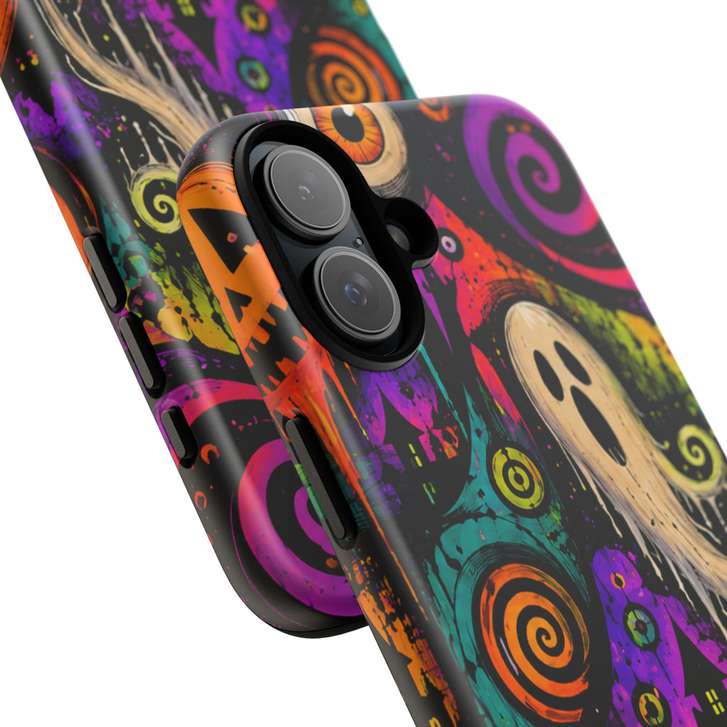 Halloween Ghost Phone Case — Colorful Spooky Skull & Haunted House Tough Case