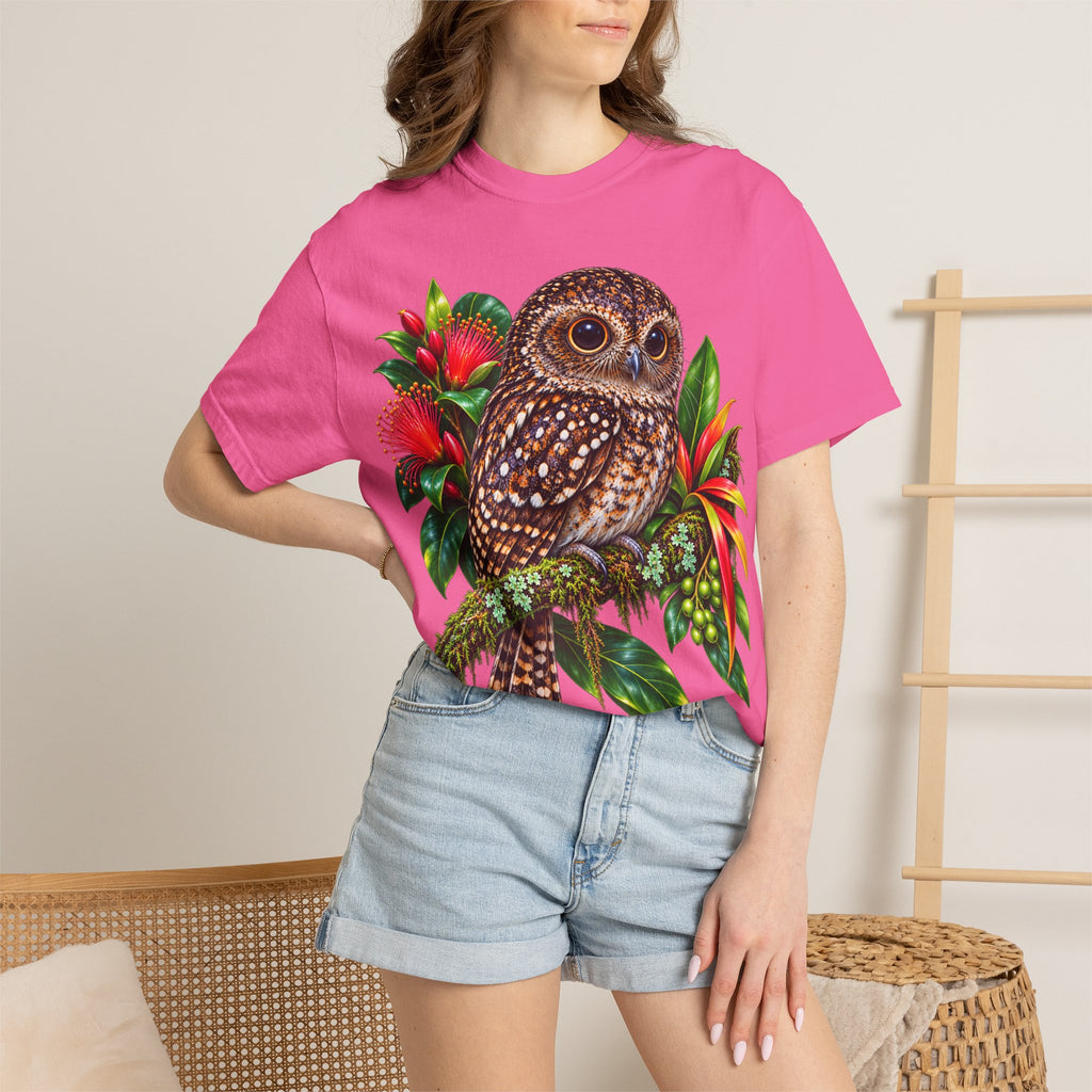 Owl & Hibiscus Shirt — Tropical Owl Graphic T-Shirt