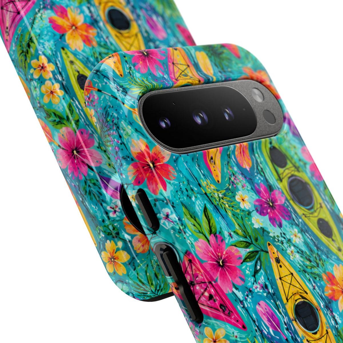 Tropical Kayak Phone Case – Colorful Floral Waterproof Pattern