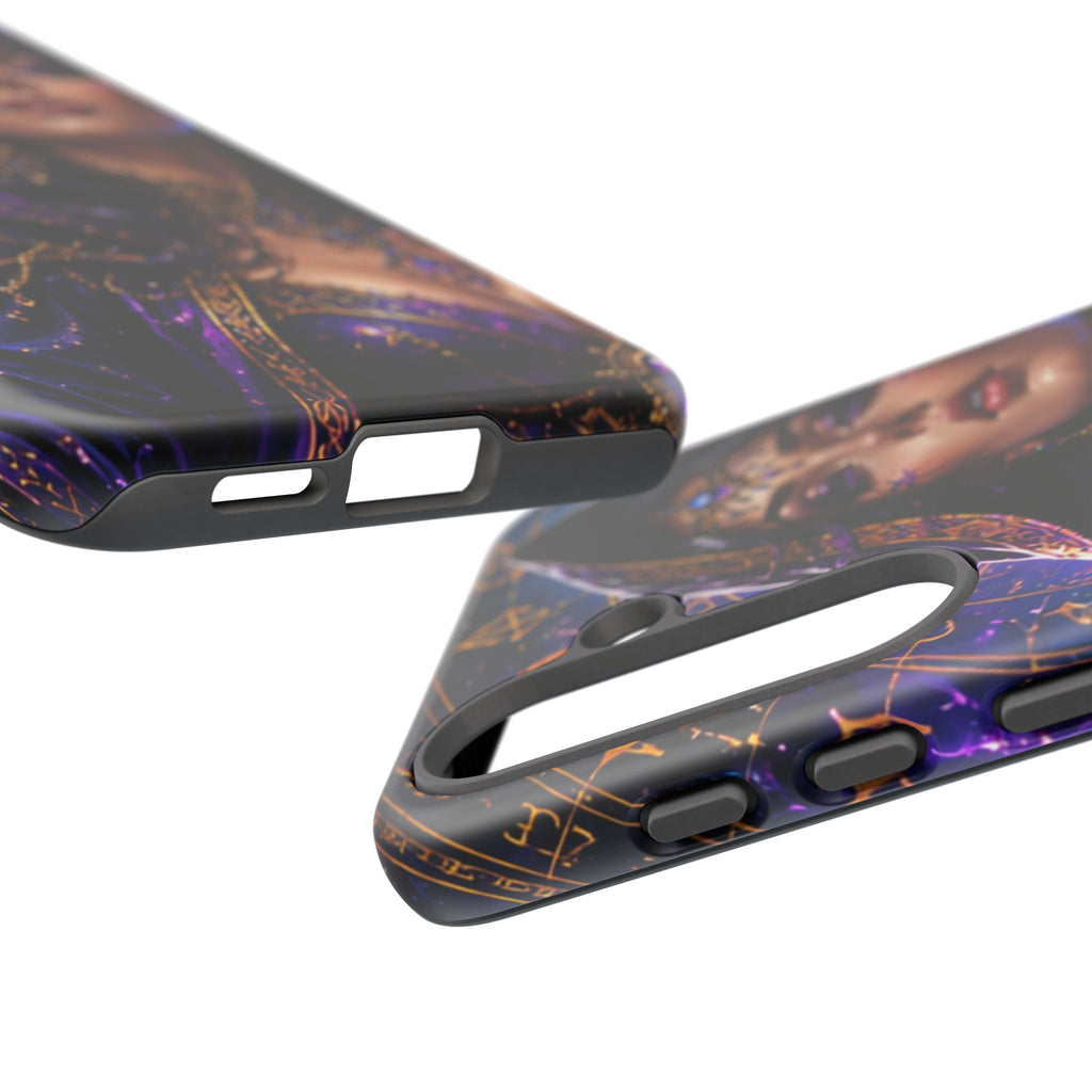 Phone Case — Mystical Sorceress Art Protective Tough Case (Astrology, Purple Hooded Witch)