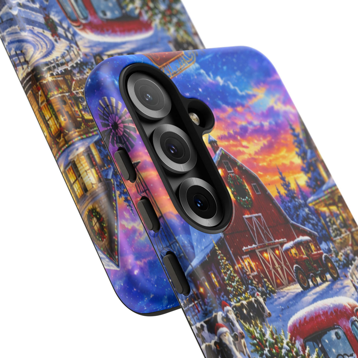 Christmas Farm Phone Case — Vintage Red Truck in Snowy Holiday Scene