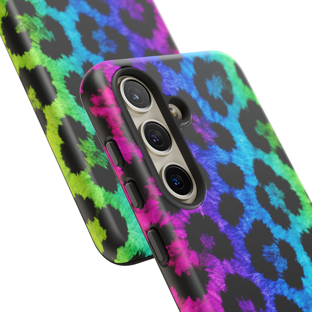 Neon Rainbow Leopard Tough Case – Colorful Animal Print Phone Cover