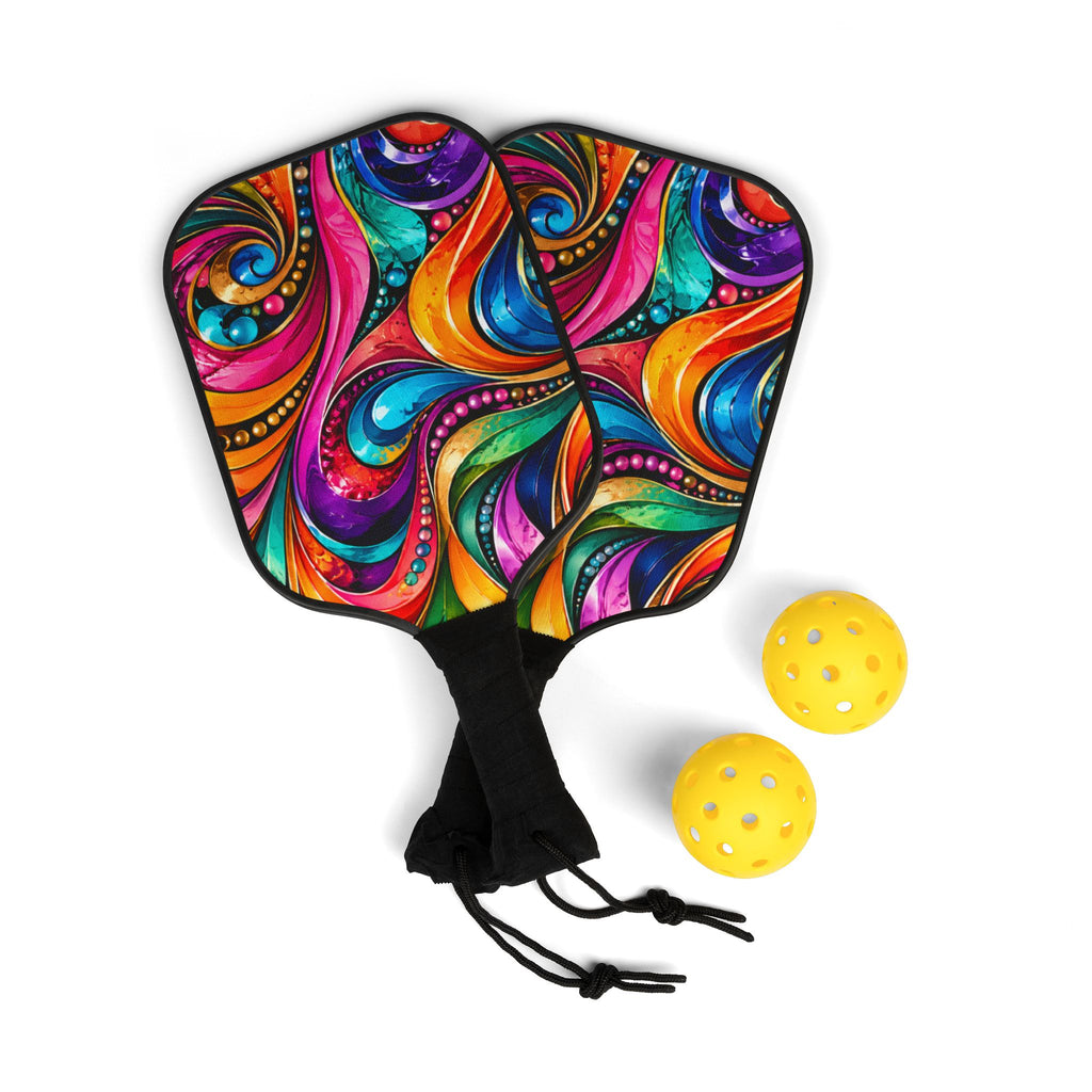 Pickleball Paddle Set — Vibrant Swirl Design Pickleball Kit with Balls