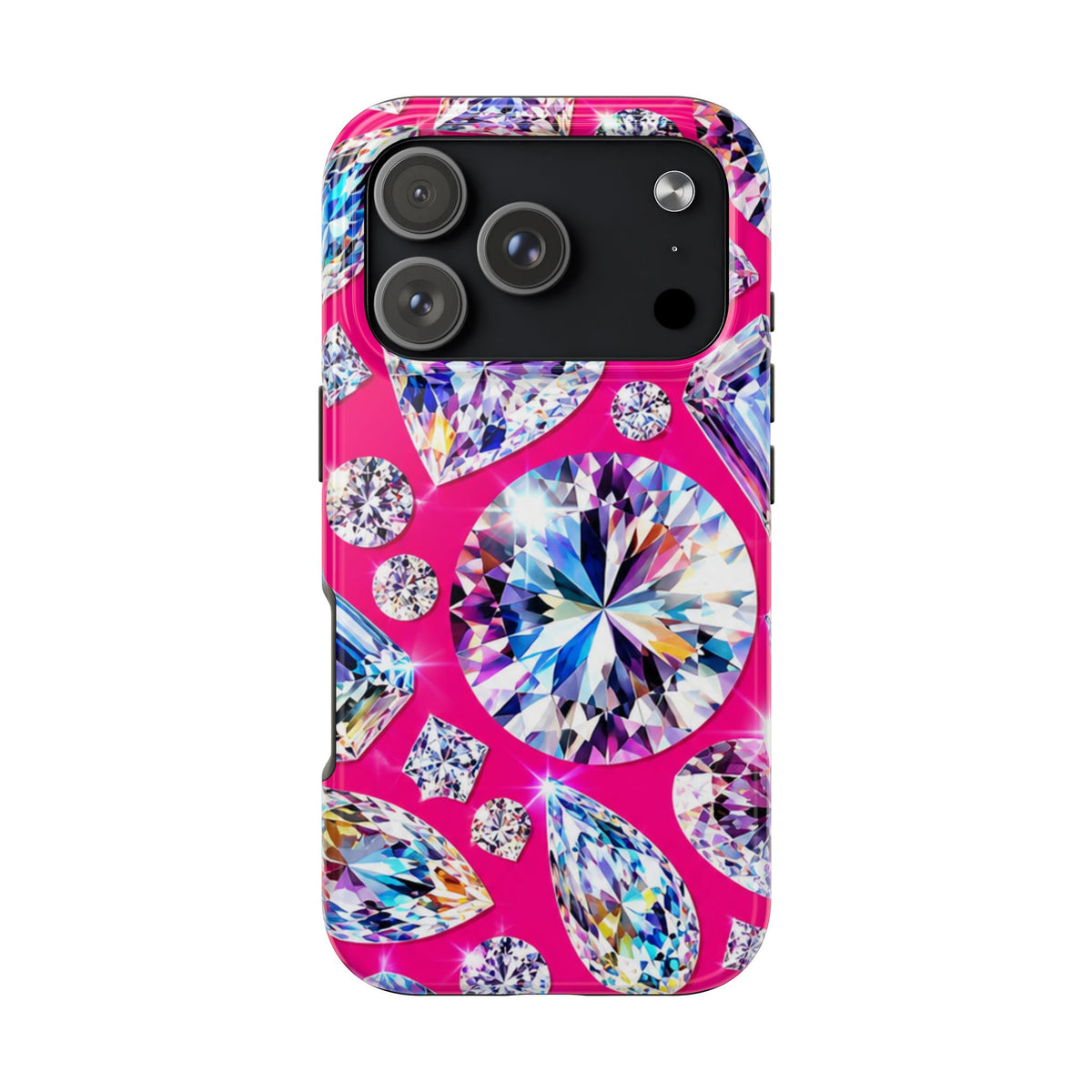 Diamond Bling Tough Phone Case — Sparkling Gems on Hot Pink