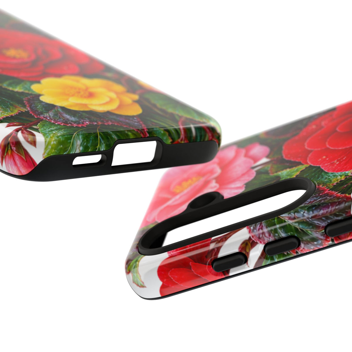 Floral Begonia Phone Case — Vibrant Red, Pink & Yellow Blossom Protective Cover