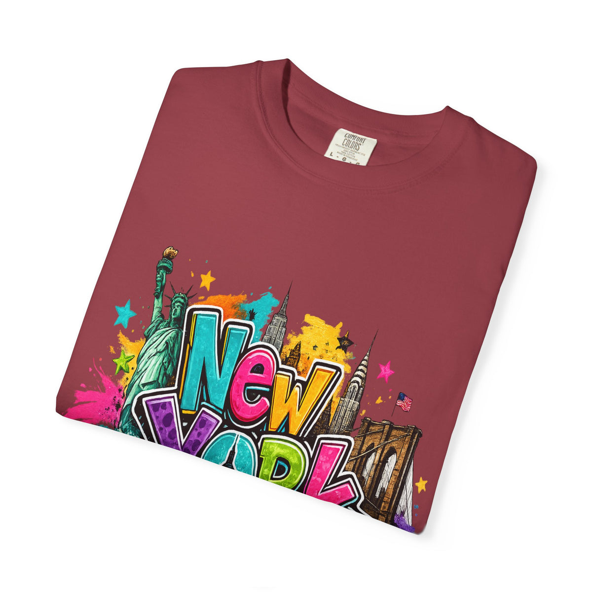 New York Graffiti Skyline T-shirt | Cityscape Taxi Brooklyn Bridge