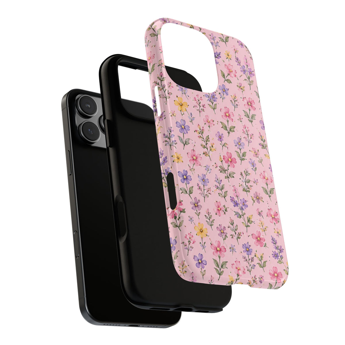 Floral Pink Tough Phone Case — Pastel Wildflower Protective Case