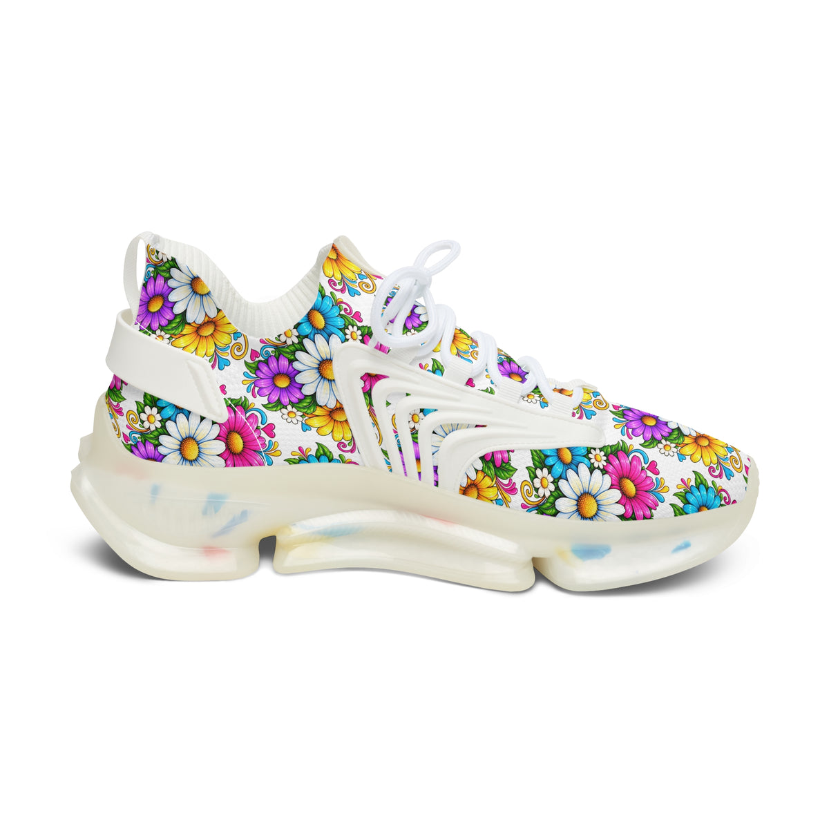 Daisy Garden Mesh Sneakers — Floral Women's Athletic Shoes