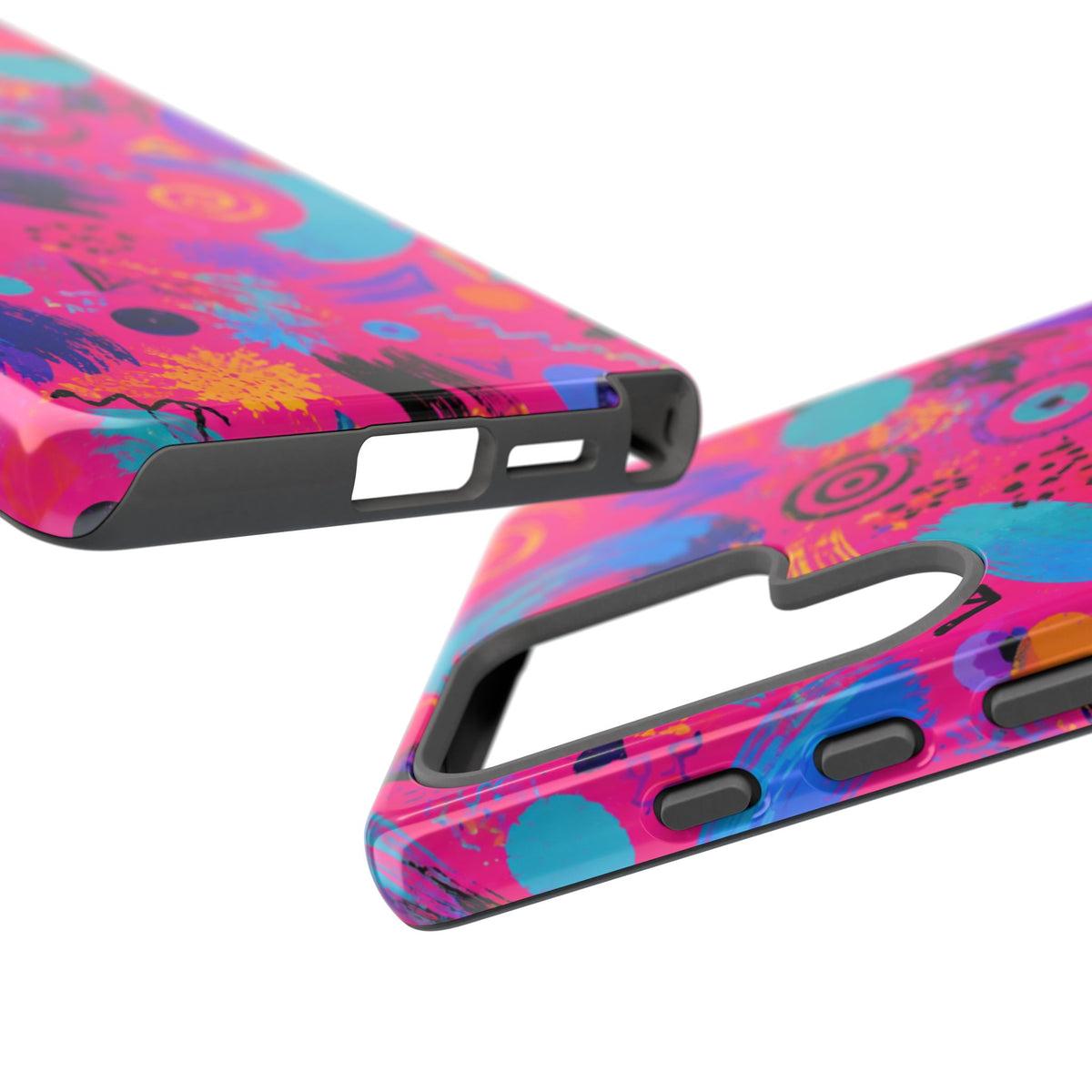 Neon Retro Abstract Tough Phone Case — 80s Brushstroke Pattern