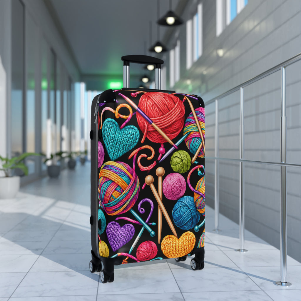 Knitting Hearts Suitcase – Colorful Yarn & Needles Carry-On