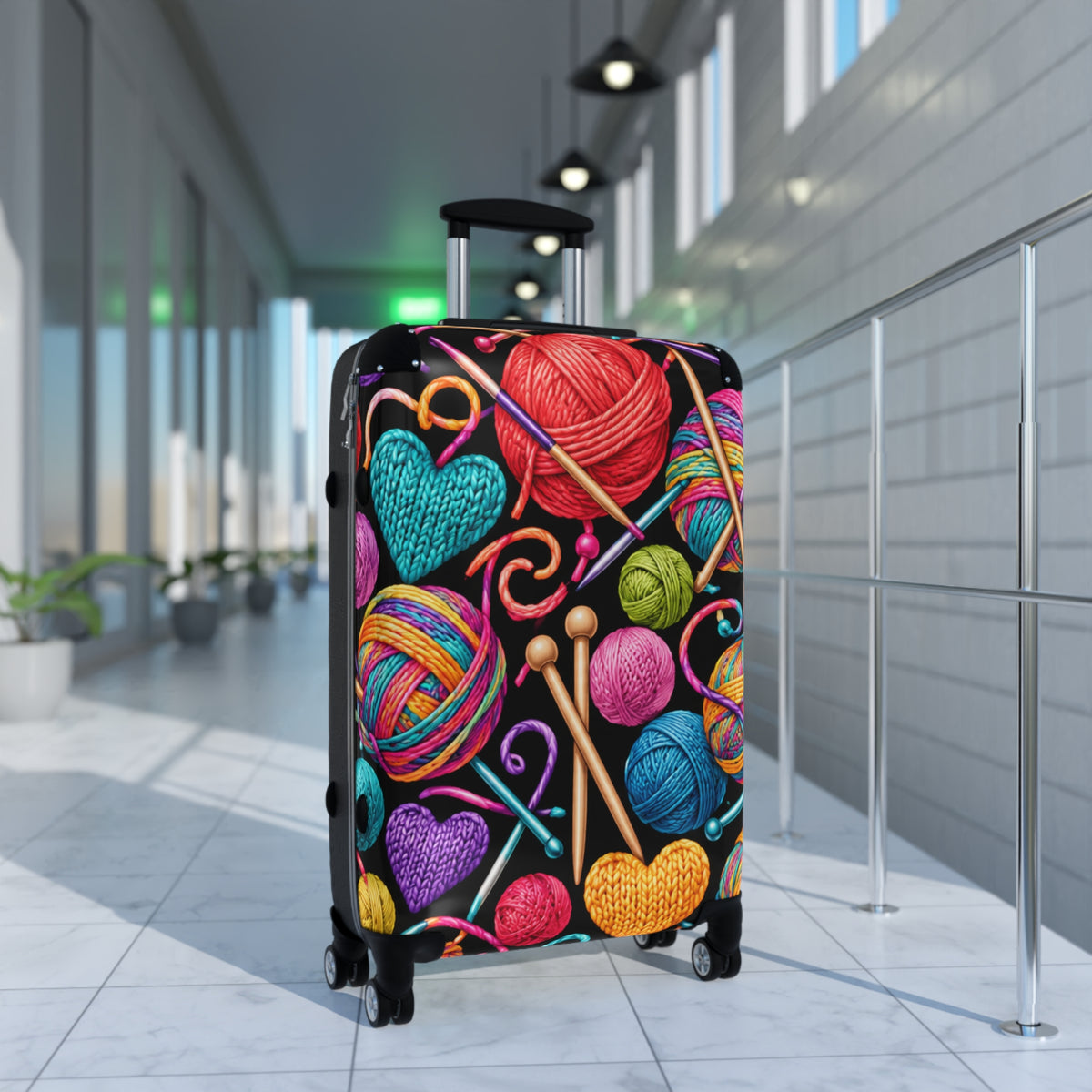Knitting Hearts Suitcase – Colorful Yarn & Needles Carry-On