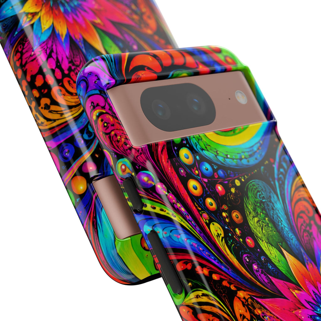 Psychedelic Floral Phone Case — Vibrant Swirl Tough Protective Cover