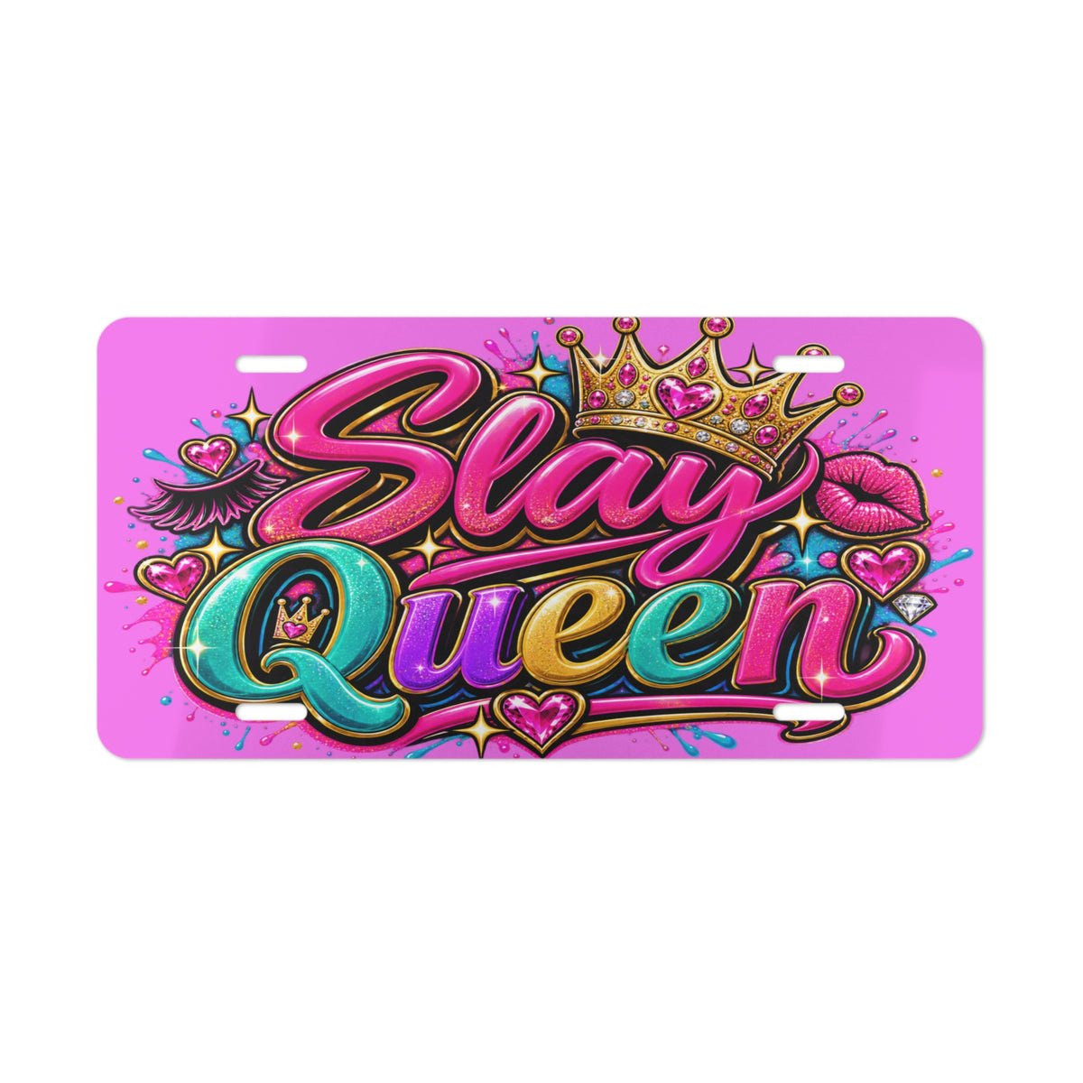 Slay Queen Vanity Plate | Pink Crown Graphics