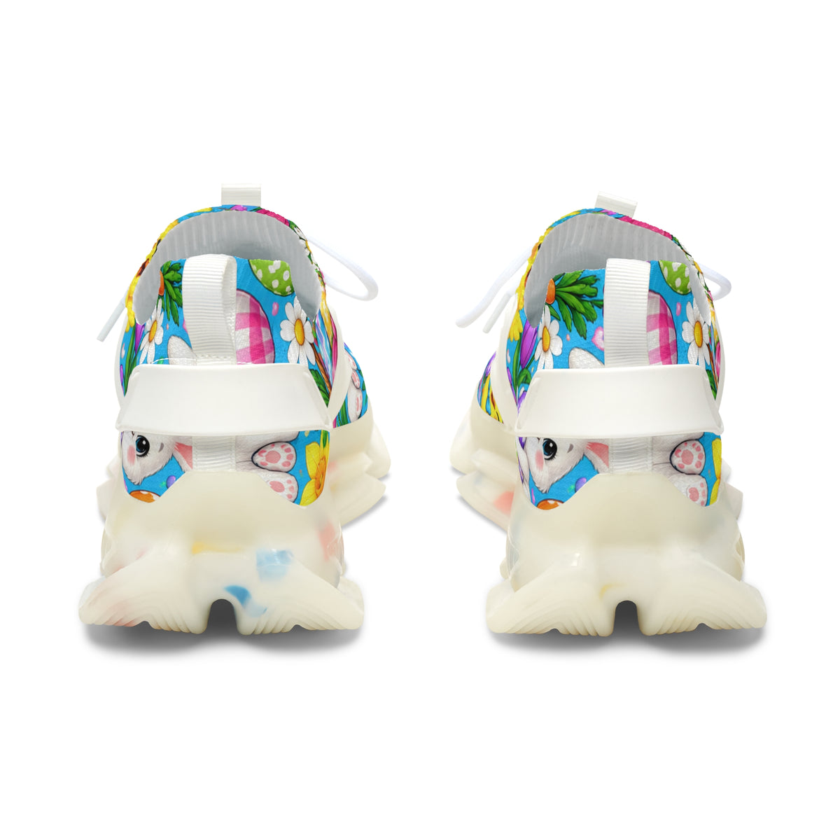 Women's Mesh Sneakers — Colorful Floral Easter Basket Print