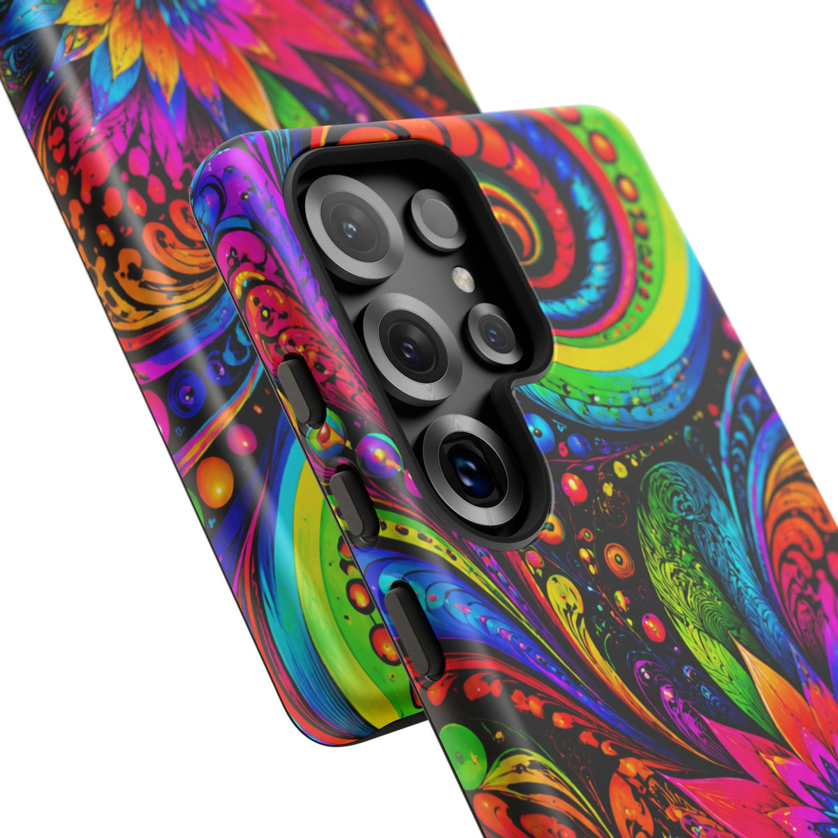 Psychedelic Floral Phone Case — Vibrant Swirl Tough Protective Cover