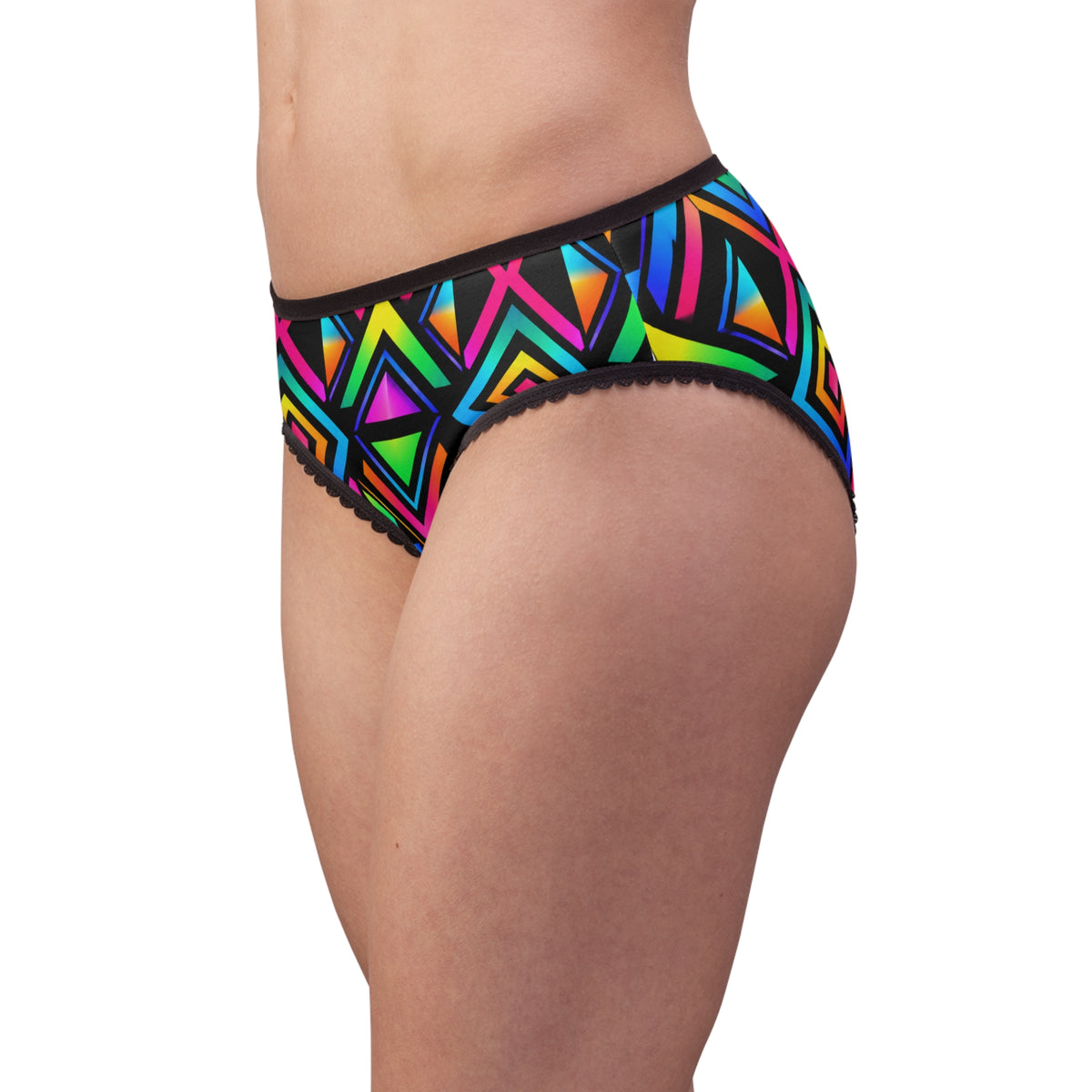 Neon Geometric Women's Briefs — Vibrant All-Over Print
