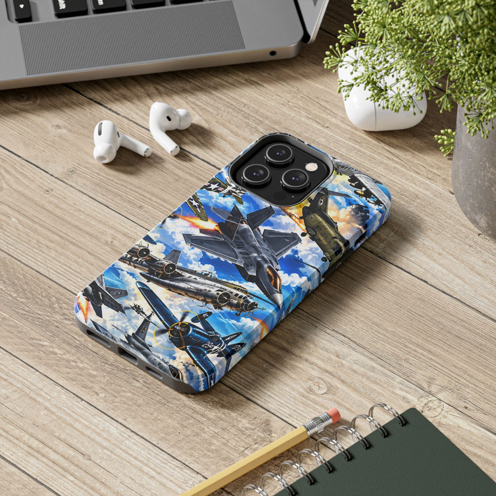 Military Aircraft Tough Phone Case – Vintage & Modern Jet Fighter Print