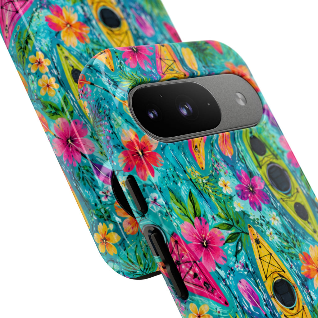 Tropical Kayak Phone Case – Colorful Floral Waterproof Pattern