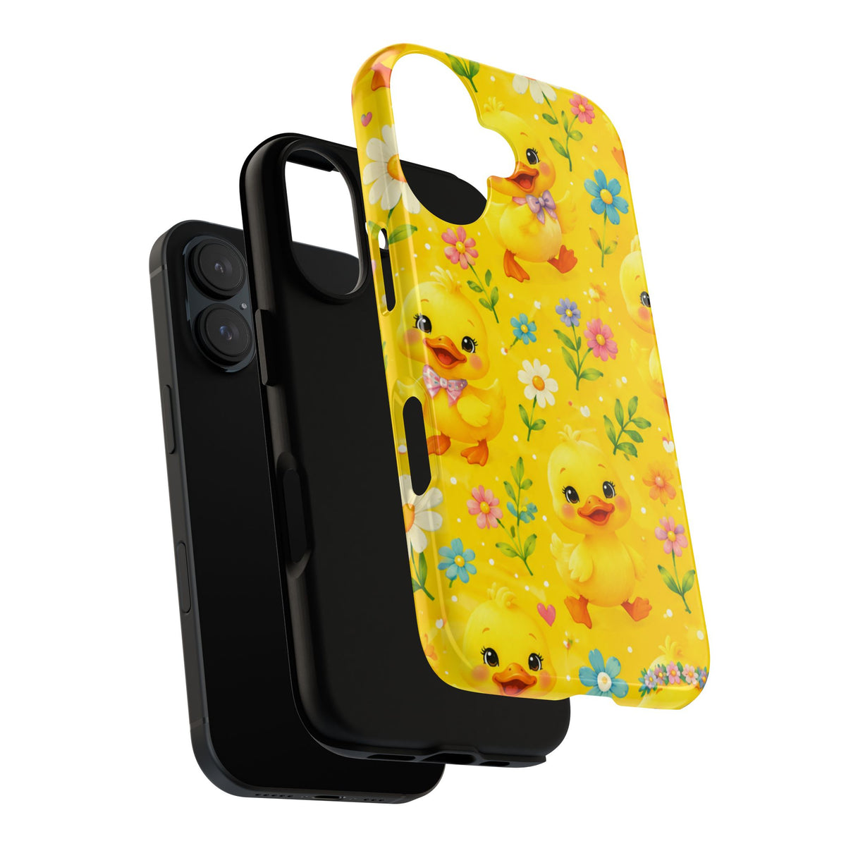 Cute Yellow Duck Pattern Phone Case — Floral Baby Duck Tough Case