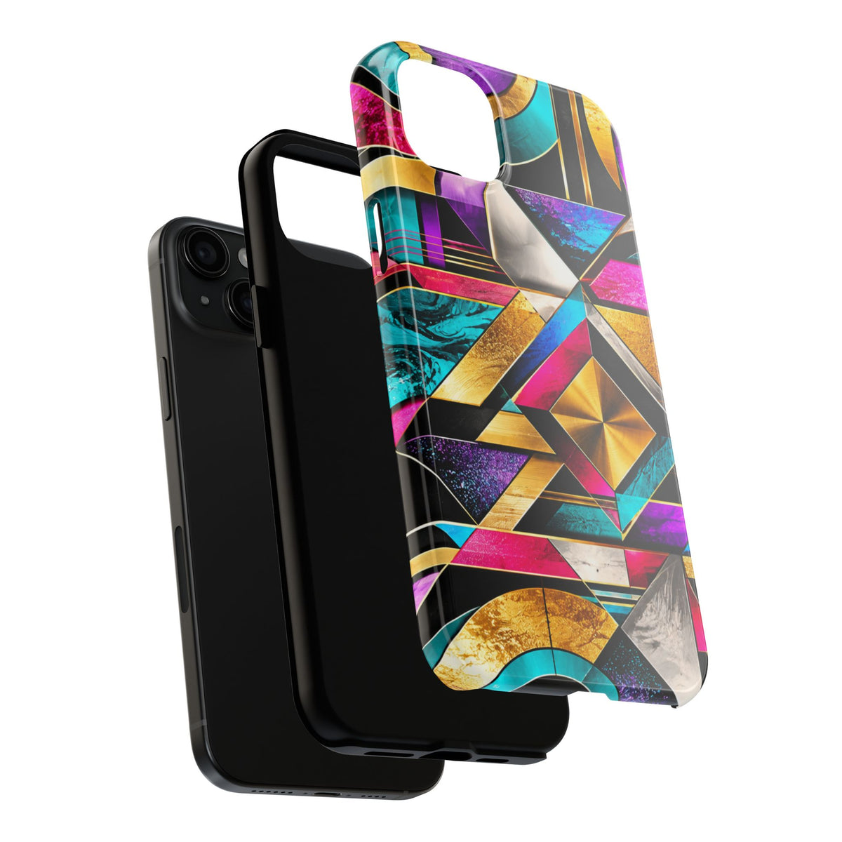 Geometric Art Deco Tough Phone Case — Vibrant Gold, Teal & Magenta Pattern