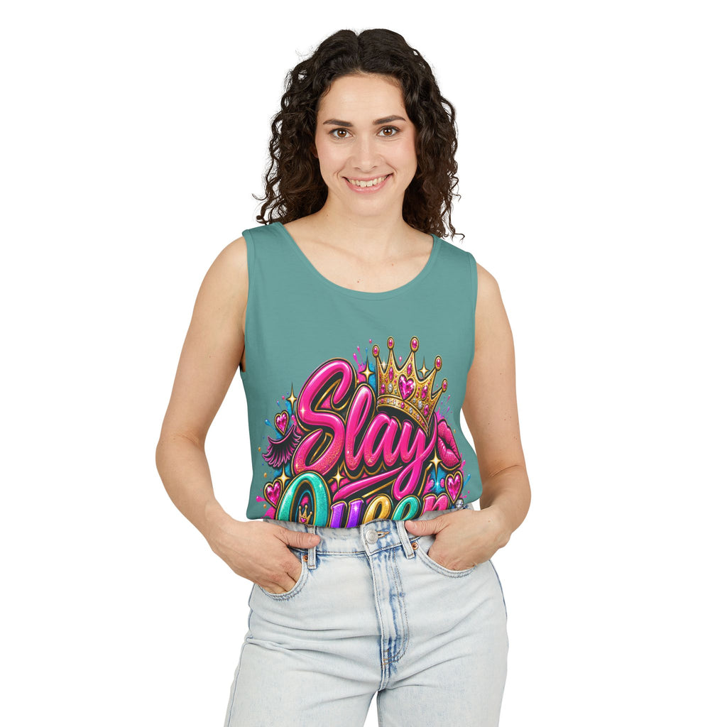 Slay Queen graffiti crown Tank Top | colorful lettering street art