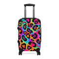 Neon Leopard Carry-On Suitcase — Bright Rainbow Animal Print Travel Luggage
