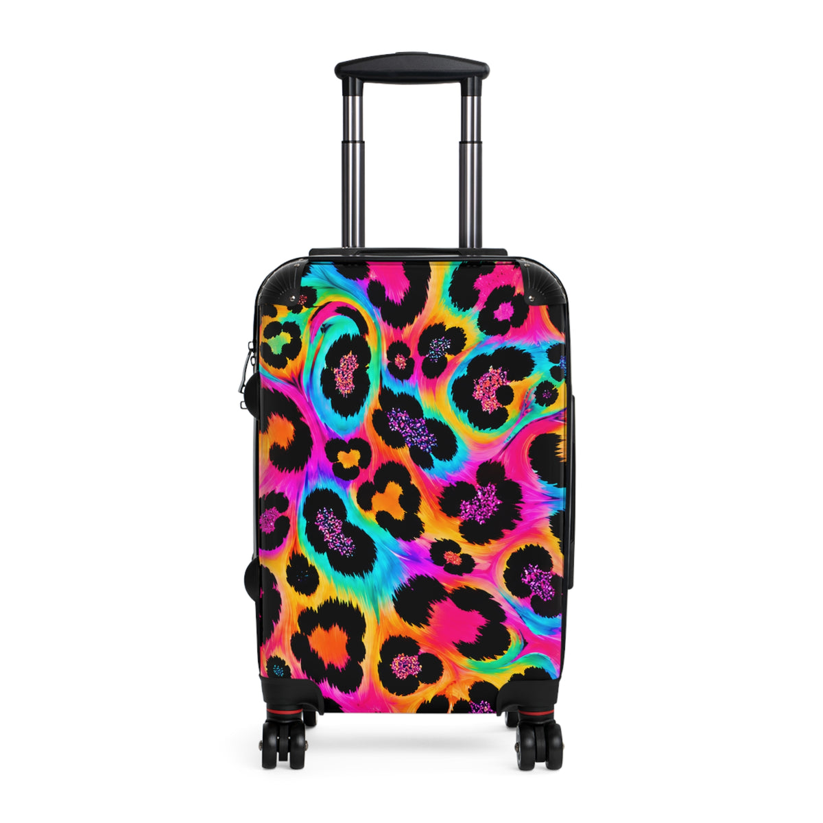 Neon Leopard Carry-On Suitcase — Bright Rainbow Animal Print Travel Luggage