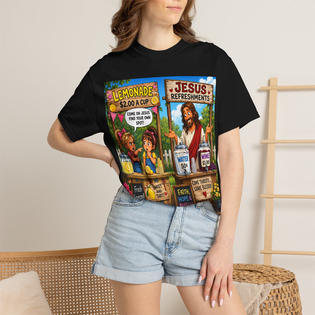 Jesus Refreshments lemonade stand T-Shirt | Christian faith design