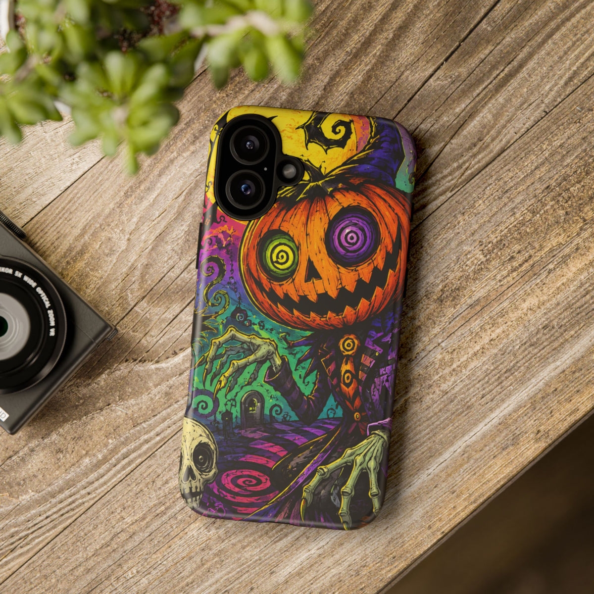 Halloween Pumpkin Skull Phone Case — Psychedelic Jack-o'-Lantern Tough Case