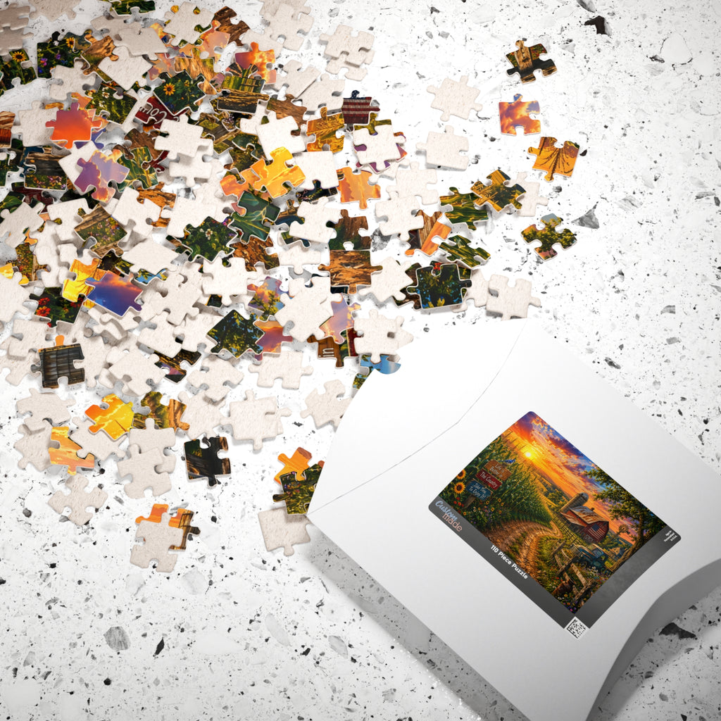 Country Sunrise Farm Puzzle — Scenic Barn Landscape Jigsaw (110–1014 pcs)