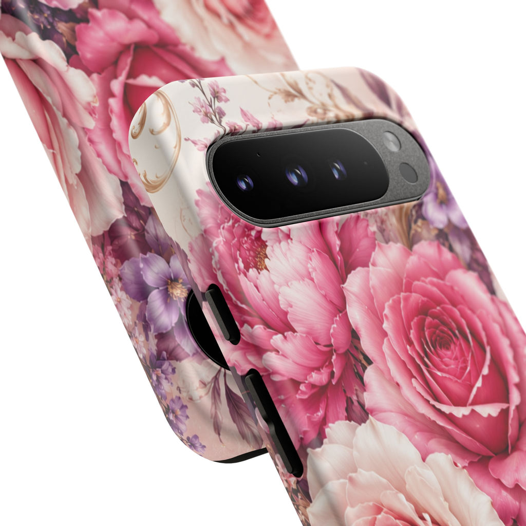 Pink Vintage Roses phone case | floral iPhone cover