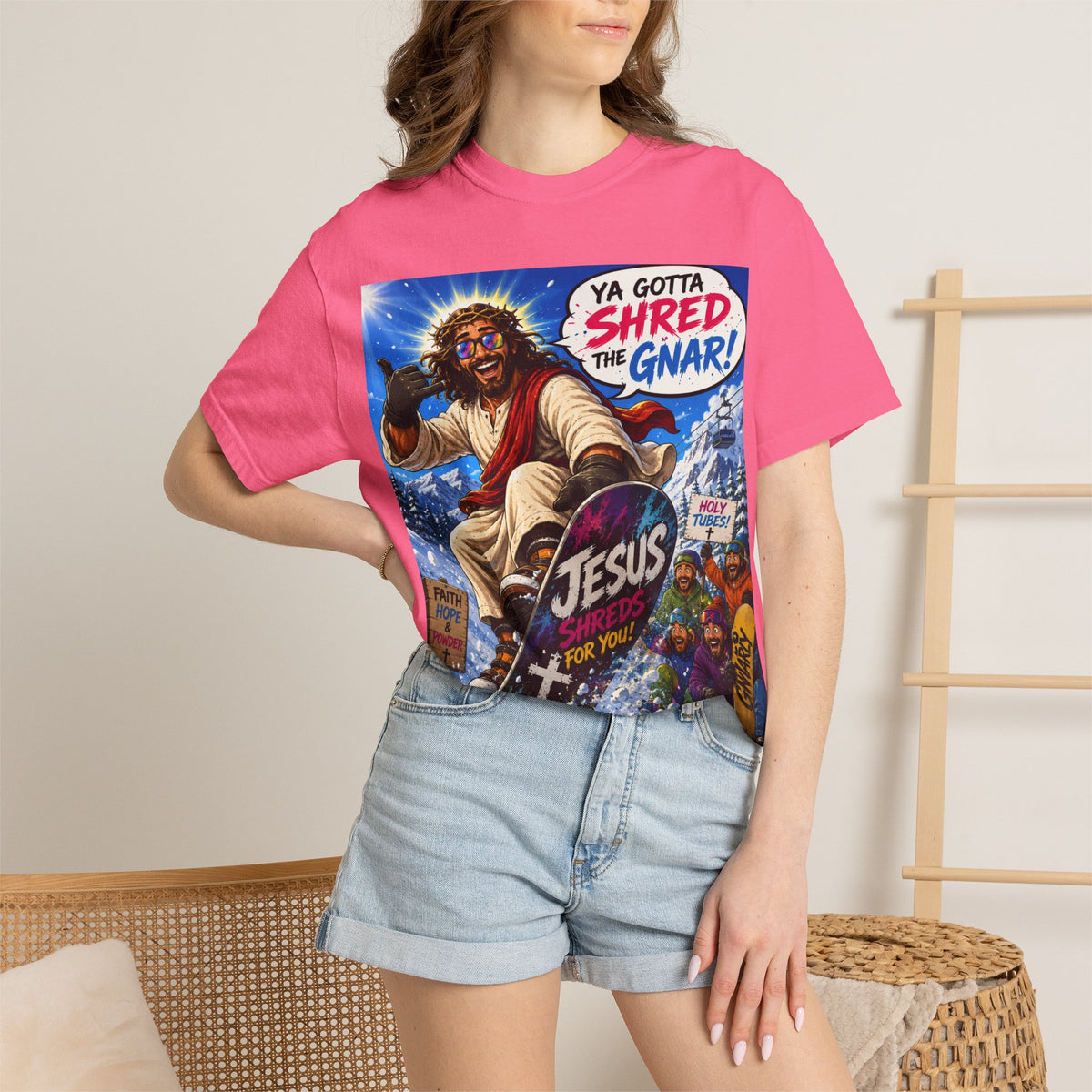 Jesus Skateboarding Shred the Gnar T-shirt | Christian Skateboard Design