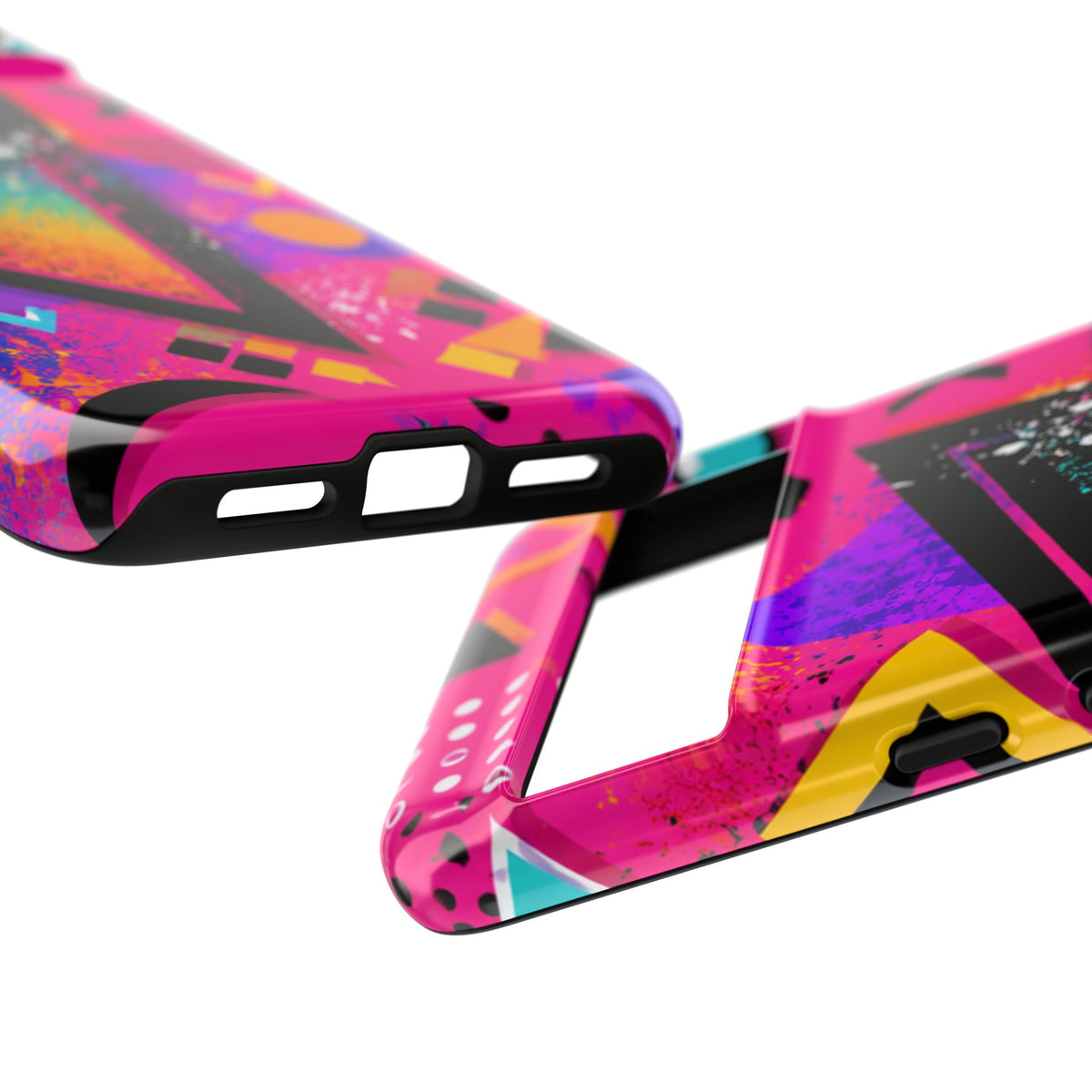 Retro 80s Geometric Phone Case — Neon Triangle Tough Case