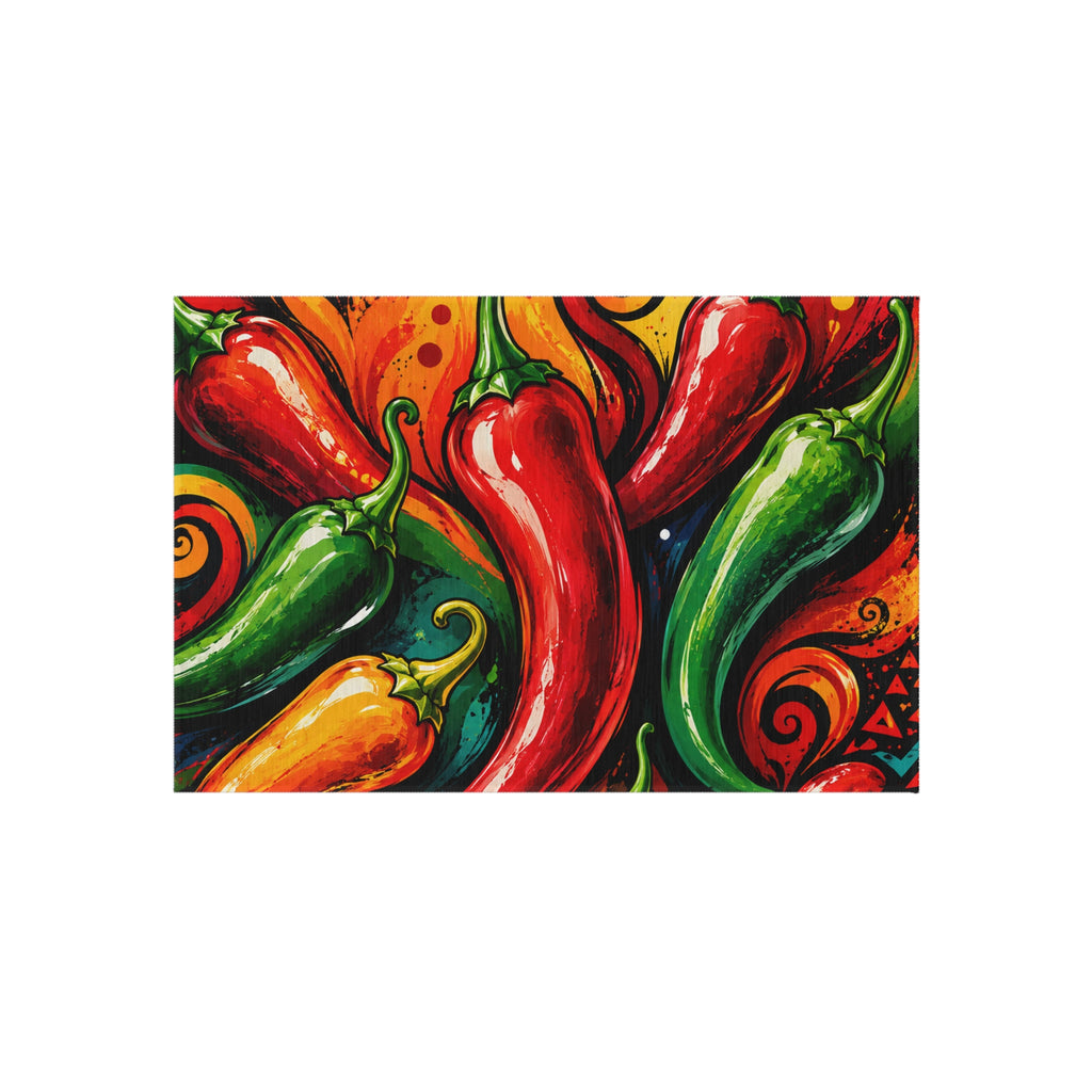 Fiery Chili Pepper Outdoor Rug — Colorful Southwestern Patio Mat