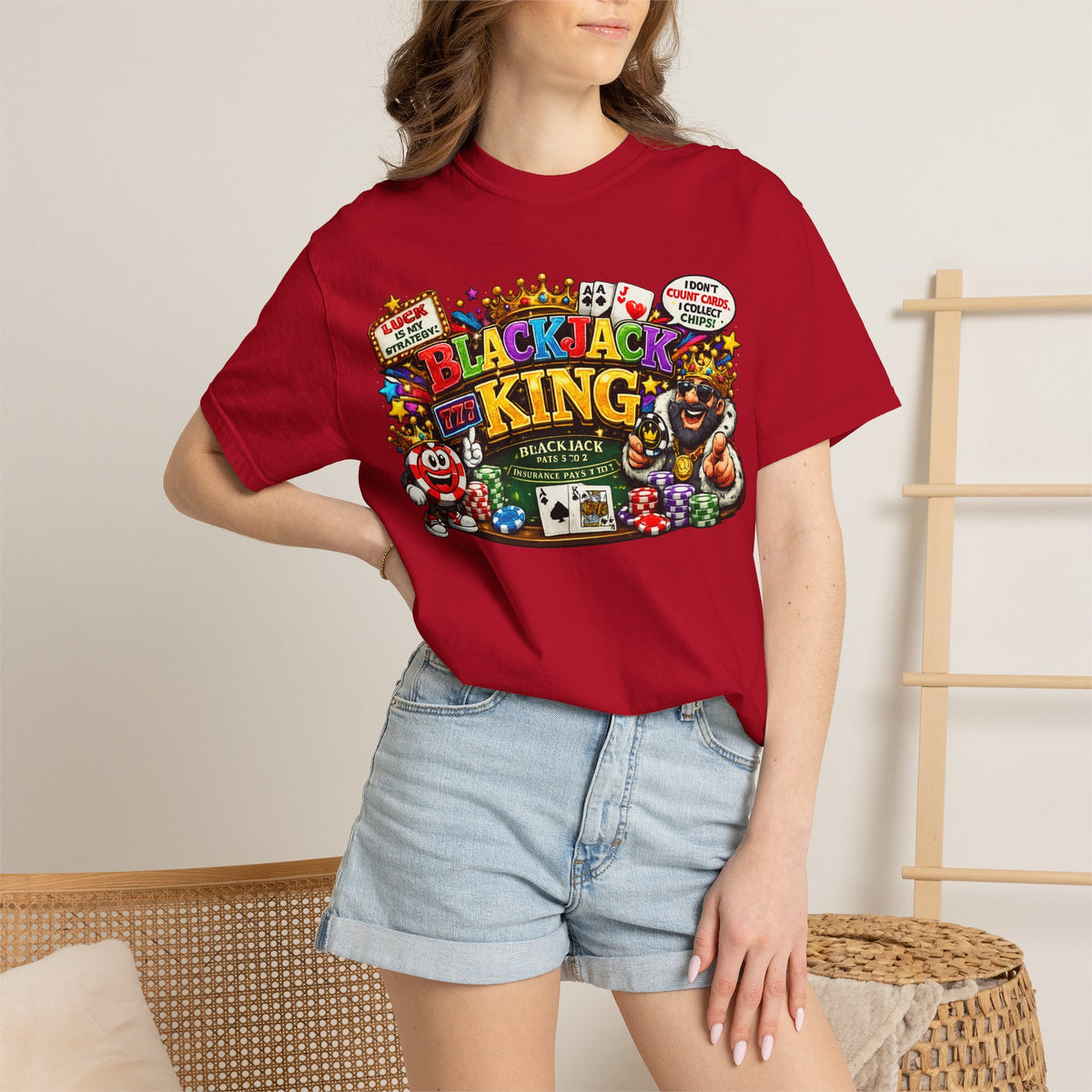 Blackjack King graphic T-shirt | Casino Playing Cards, Chips Design