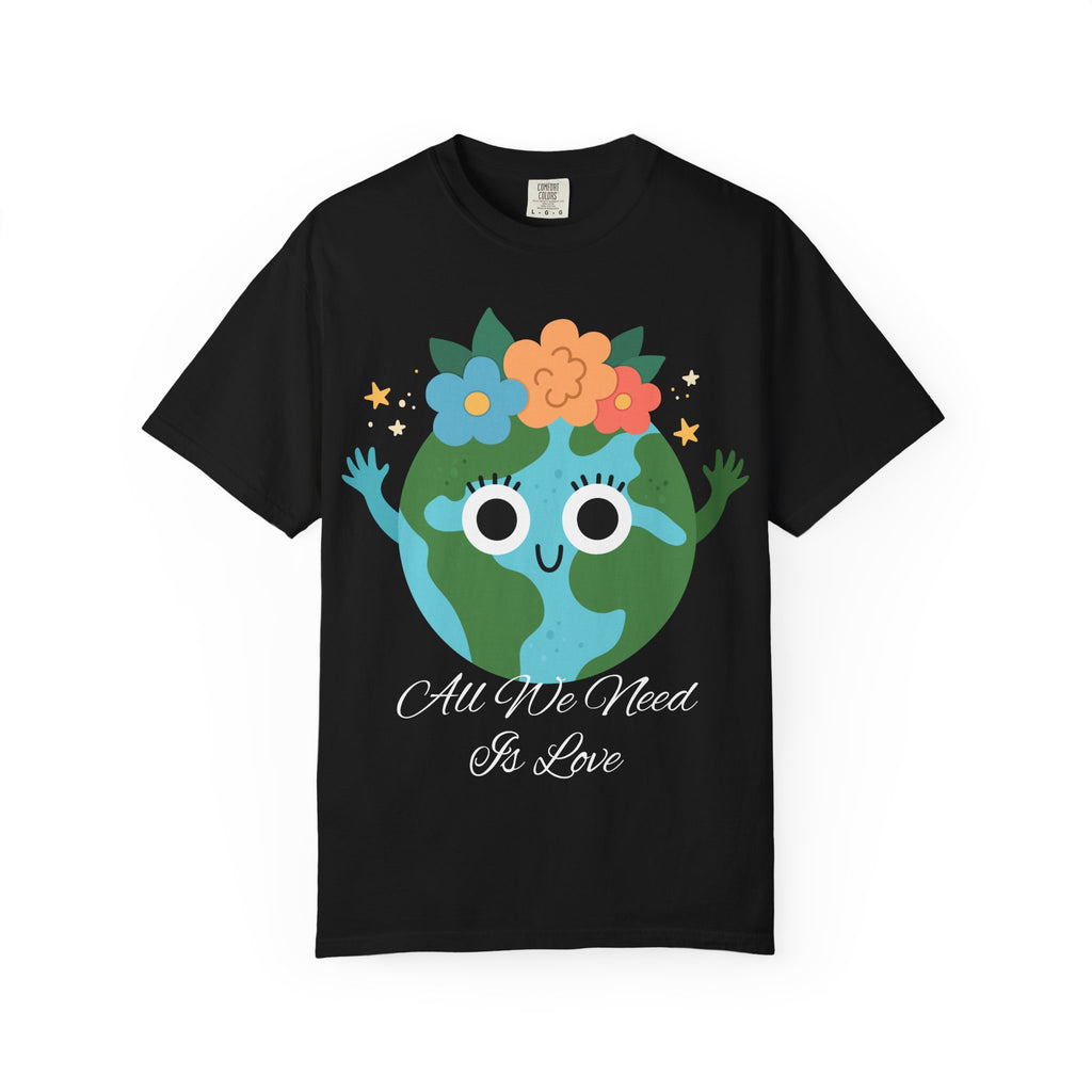 Flower Crown Earth Illustration T-shirt | Cute Planet Graphic