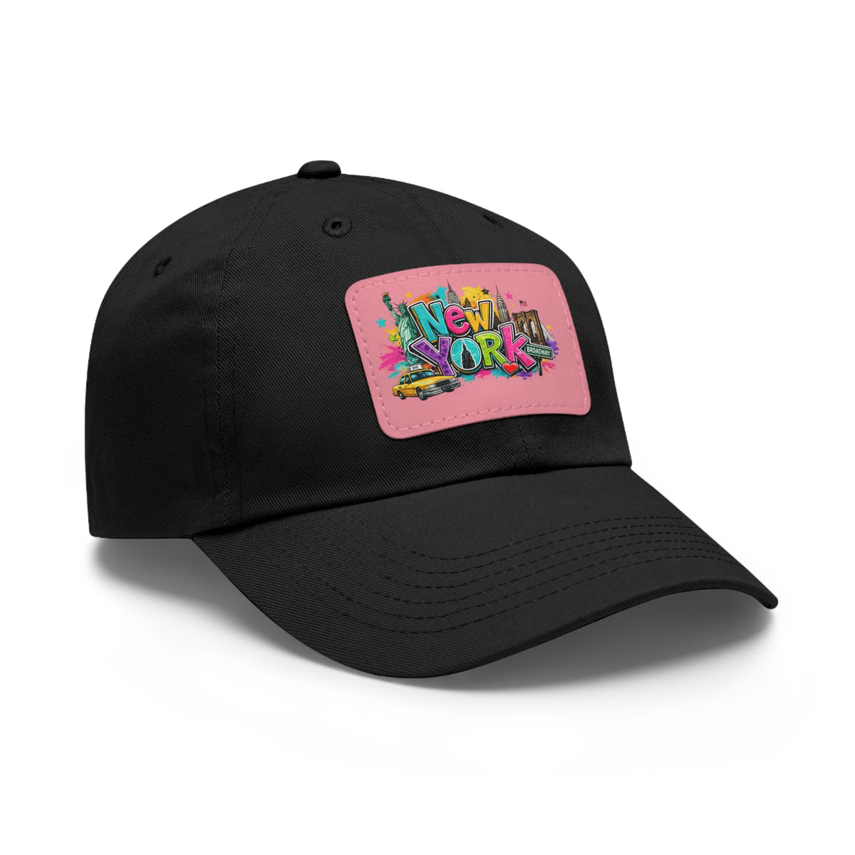 New York Graffiti Leather Patch Dad Hat | City Skyline