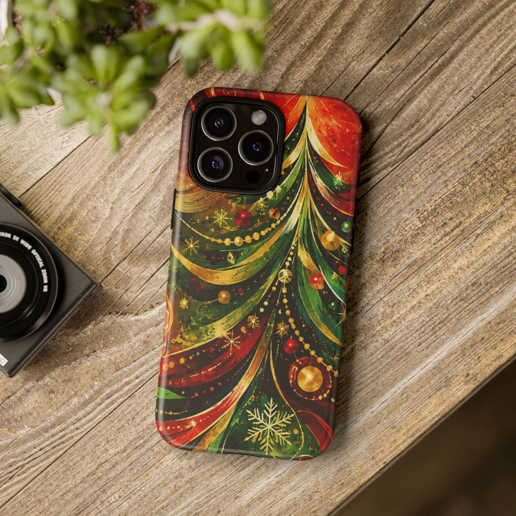 Christmas Tree Tough Phone Case — Festive Red & Green Holiday Phone Cover