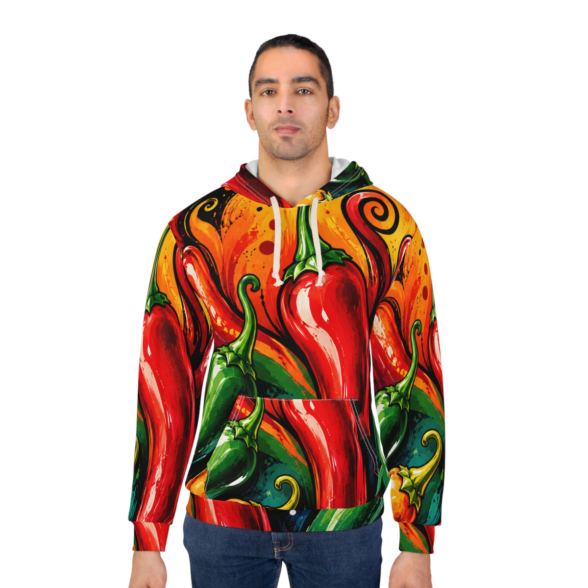 Chili Pepper All-Over Print Hoodie — Vibrant Spicy Pepper Design