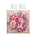 Floral Cotton Bed Set — Vintage Pink Rose Bouquet Duvet Cover