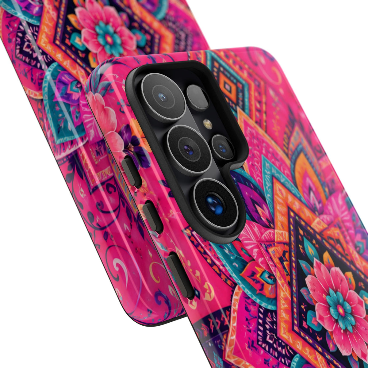 Floral Mandala Tough Phone Case — Pink Boho Protective Cover