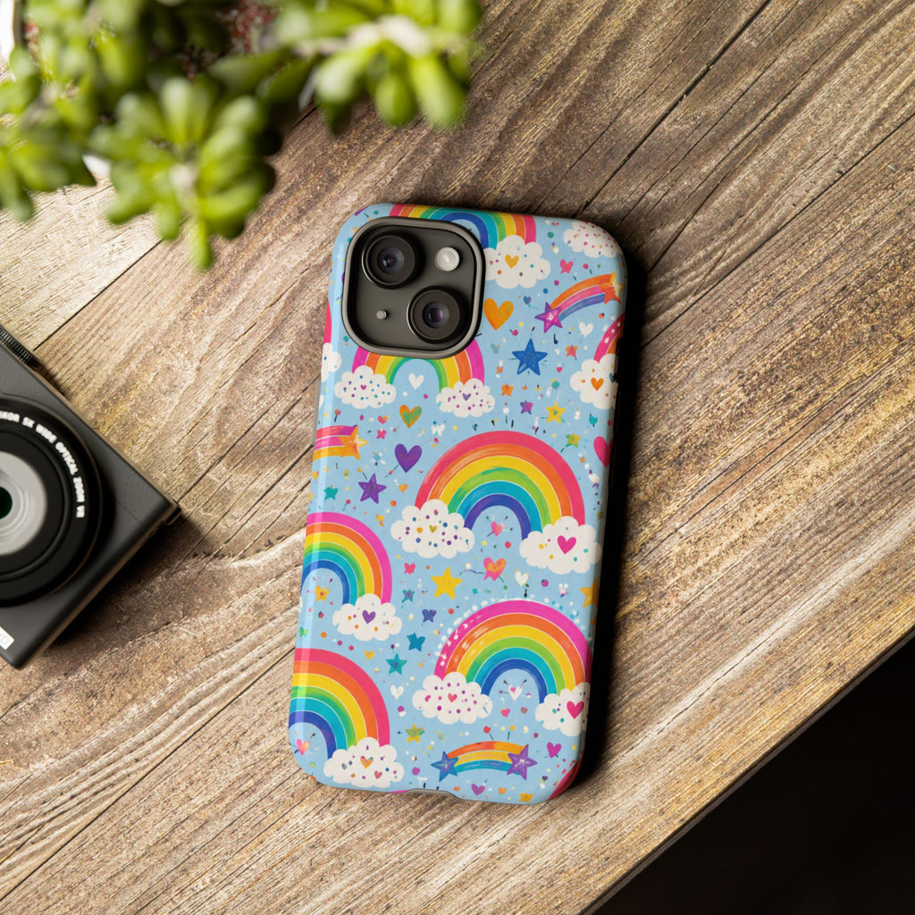 Rainbow Clouds Phone Case — Cute Pastel Rainbow Pattern Tough Case
