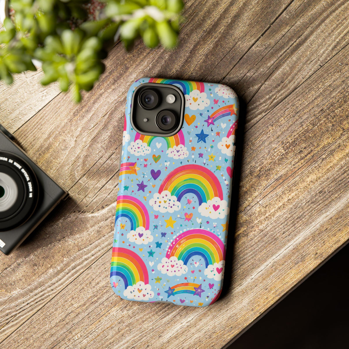 Rainbow Clouds Phone Case — Cute Pastel Rainbow Pattern Tough Case