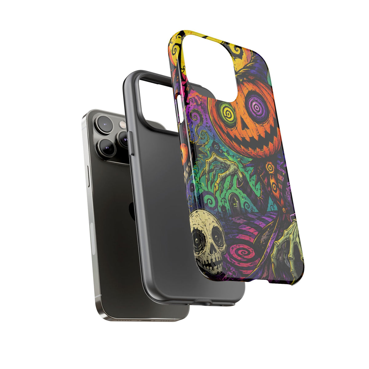Halloween Pumpkin Skull Phone Case — Psychedelic Jack-o'-Lantern Tough Case