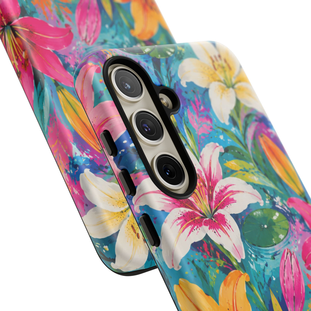 Floral Lily Tough Phone Case — Colorful Tropical Flower Protective Cover